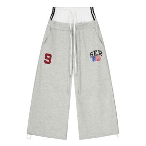 American-style Retro Double-waist Stitching Letter Curved Knife Sweatpants